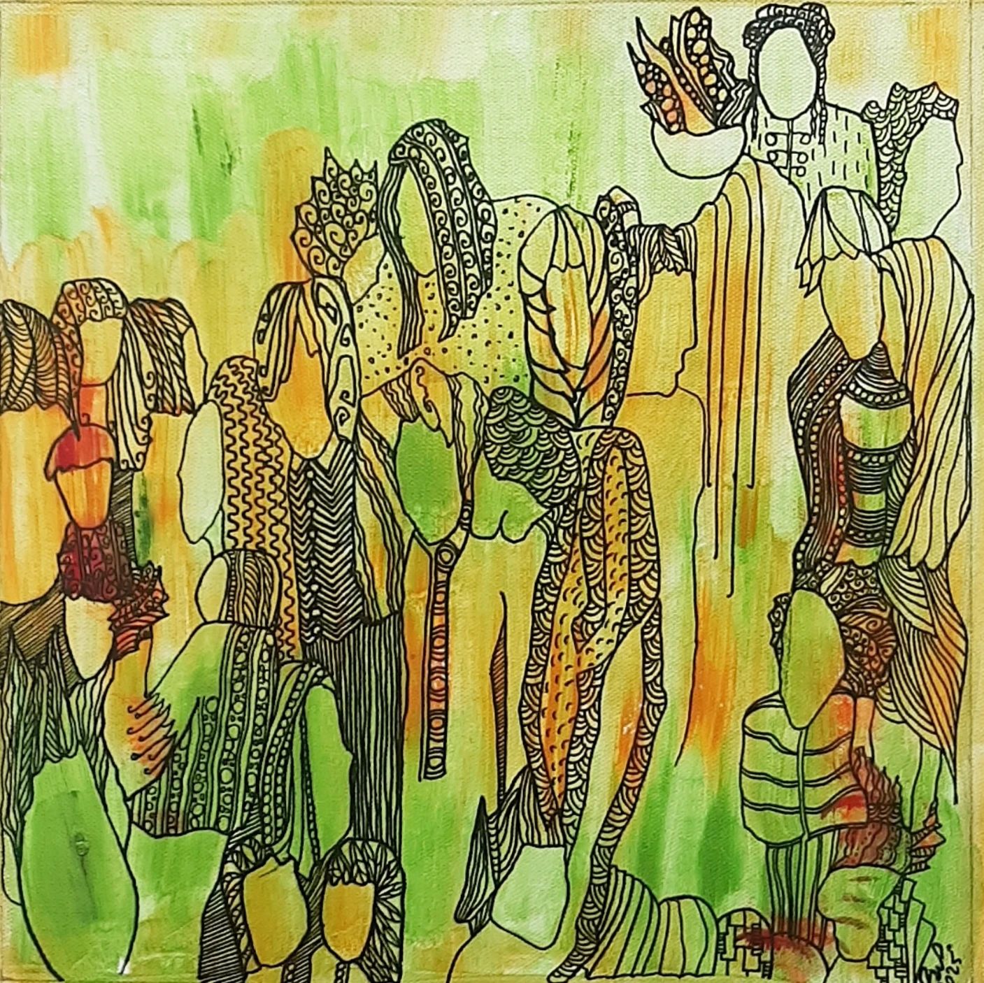 Hippies | Acryliques sur toiles | formats 30×30 cm